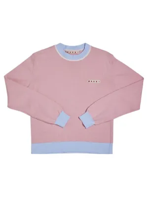 Marni Junior   Contrasting color cotton knit sweater 