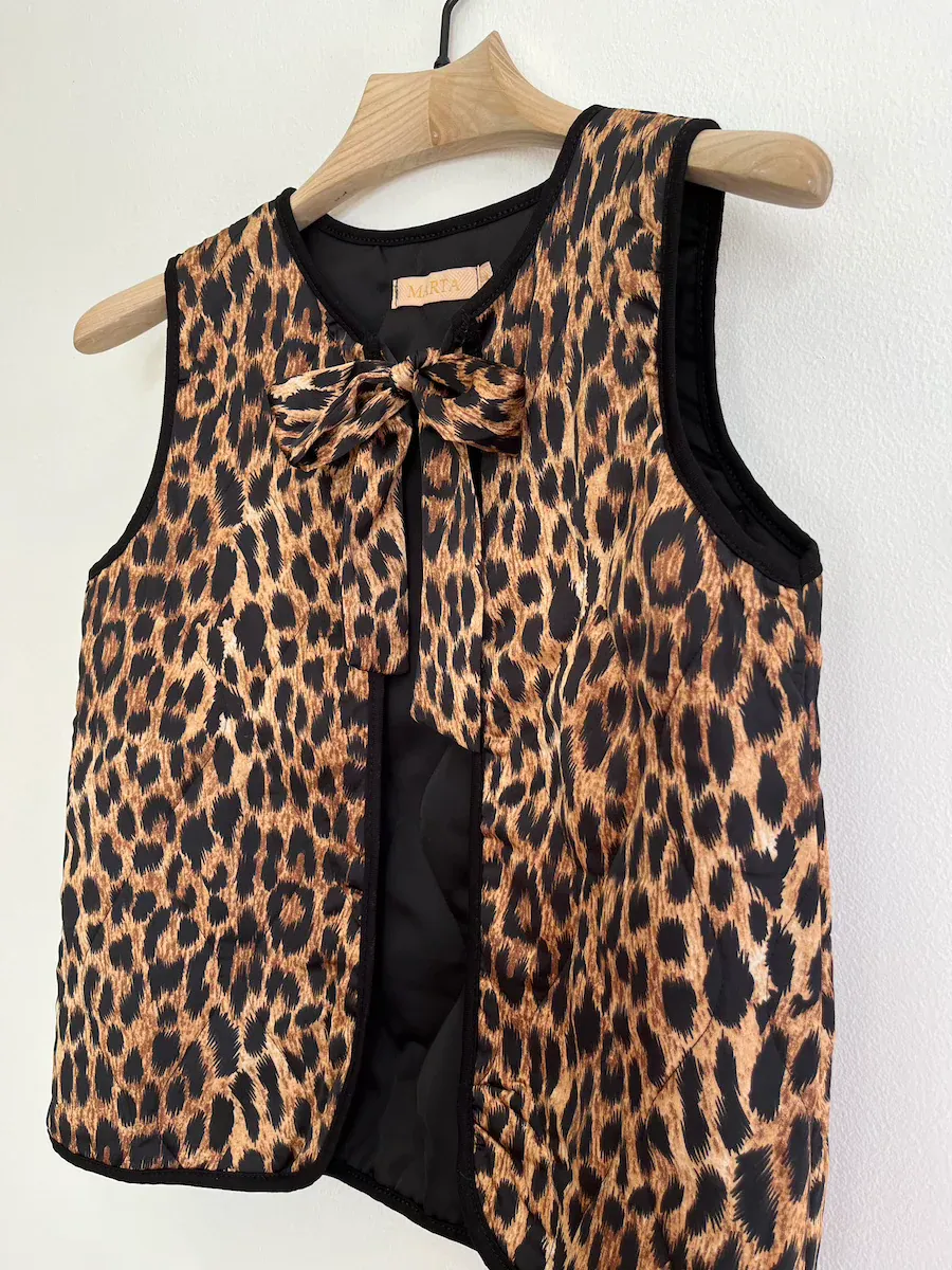 MARTA DU CHATEAU LEOPARD BOW GILET