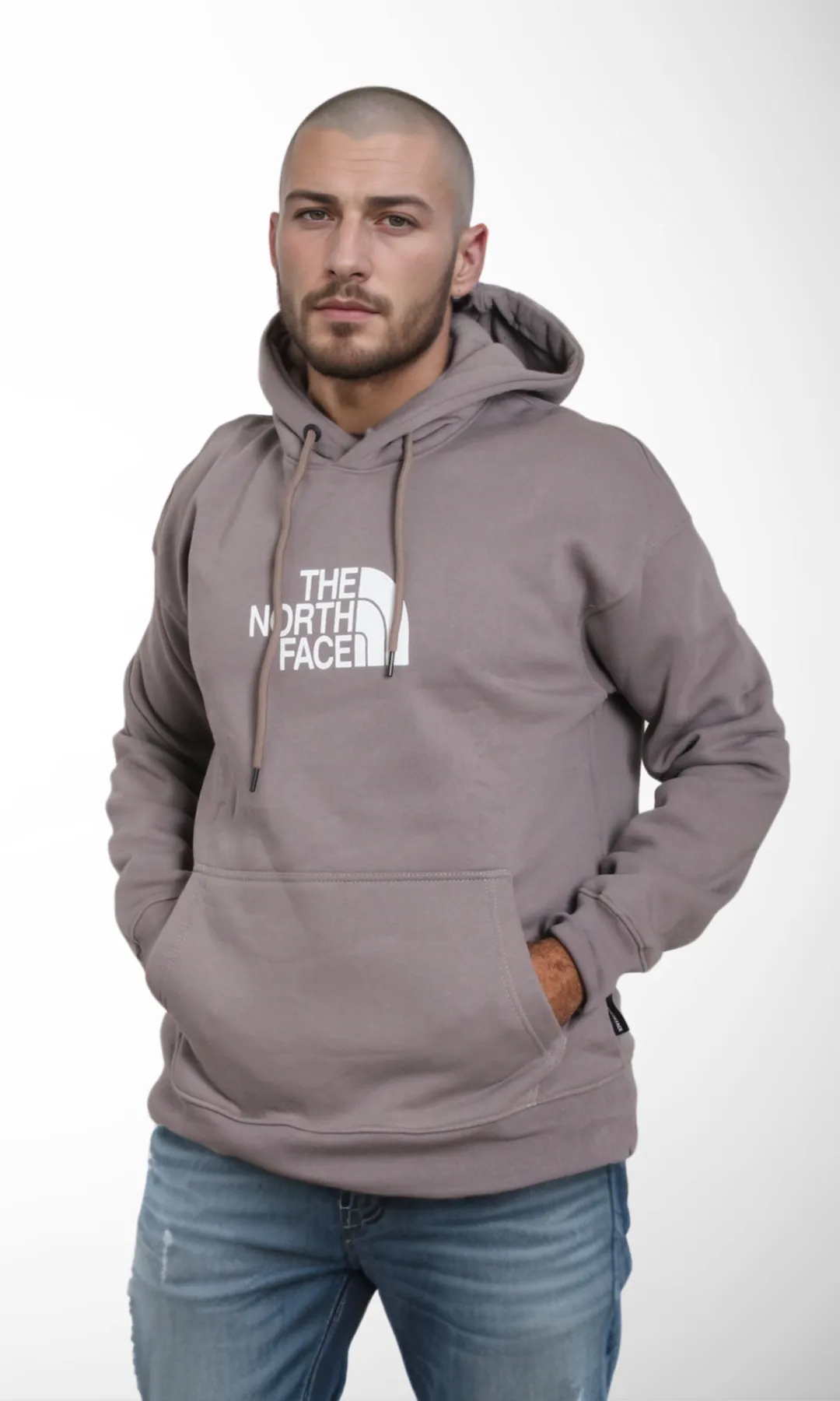 Men Padded Classic Hoodie-Big Logo (Grey)