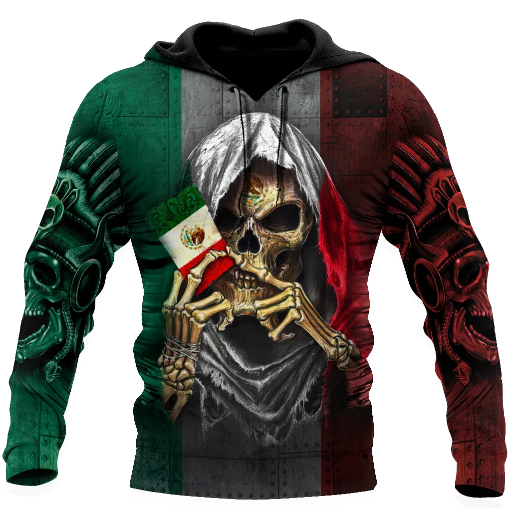 Mexico Skull Unisex 3D Hoodie, Mexican Skeleton Hoodie, Mexico Hoodies 3D Full Print