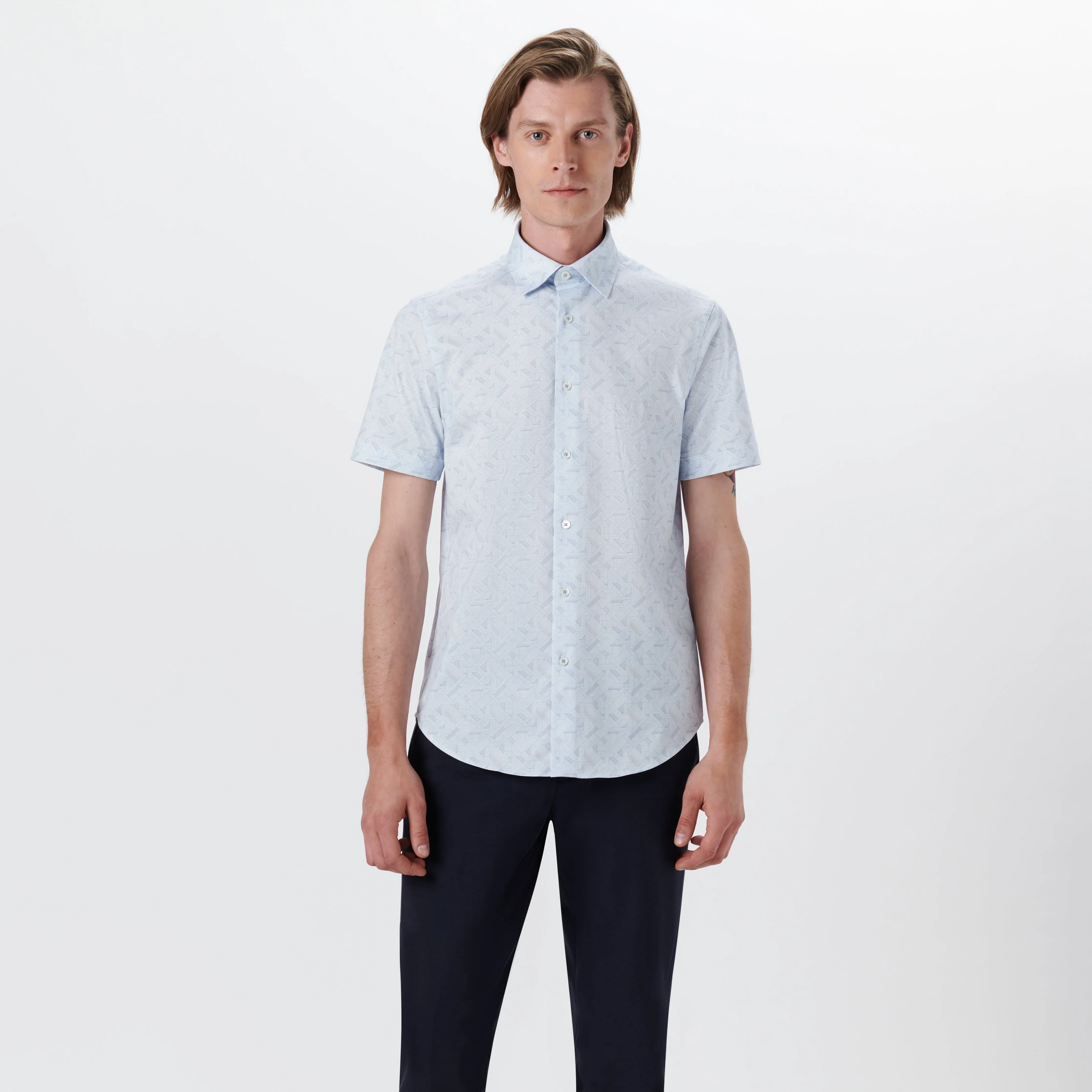 MILES Basketweave Check OoohCotton Short Sleeve Shirt