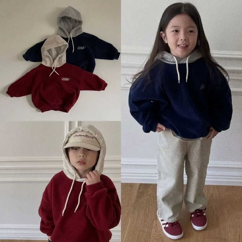 Navy & Red Unisex Kids Hooded Sweatshirt - Available in Sizes 9M-3Y