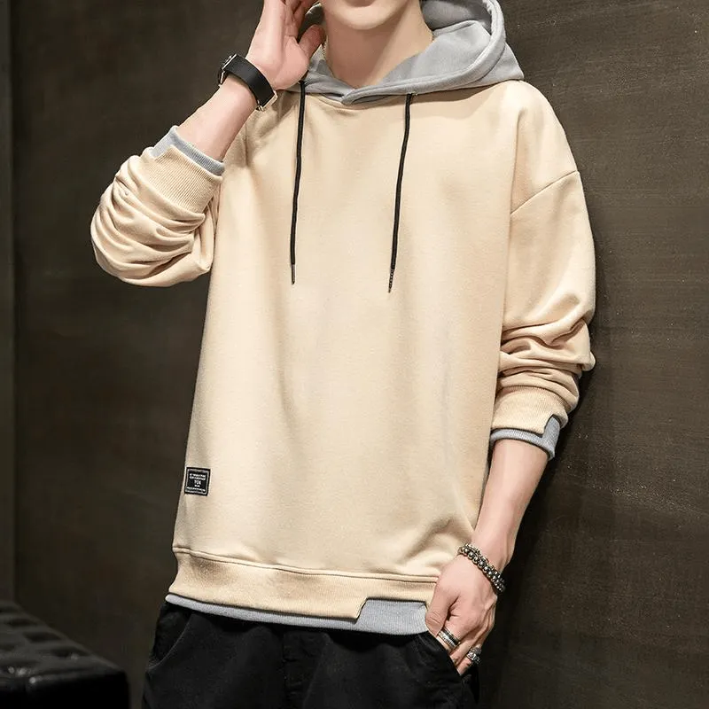 NEW Men's Casual Contrast Pullover Hoodie