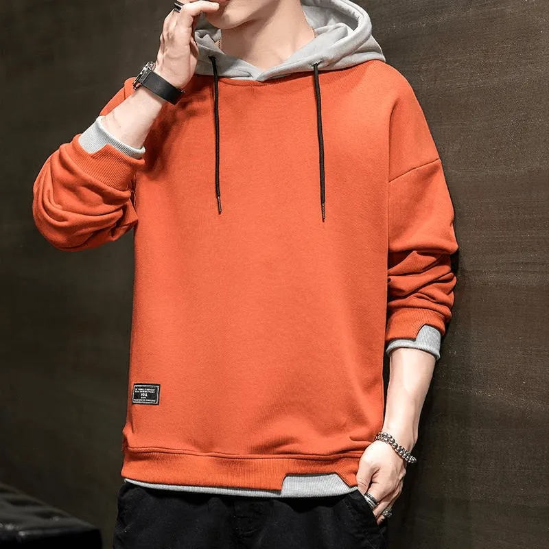 NEW Men's Casual Contrast Pullover Hoodie