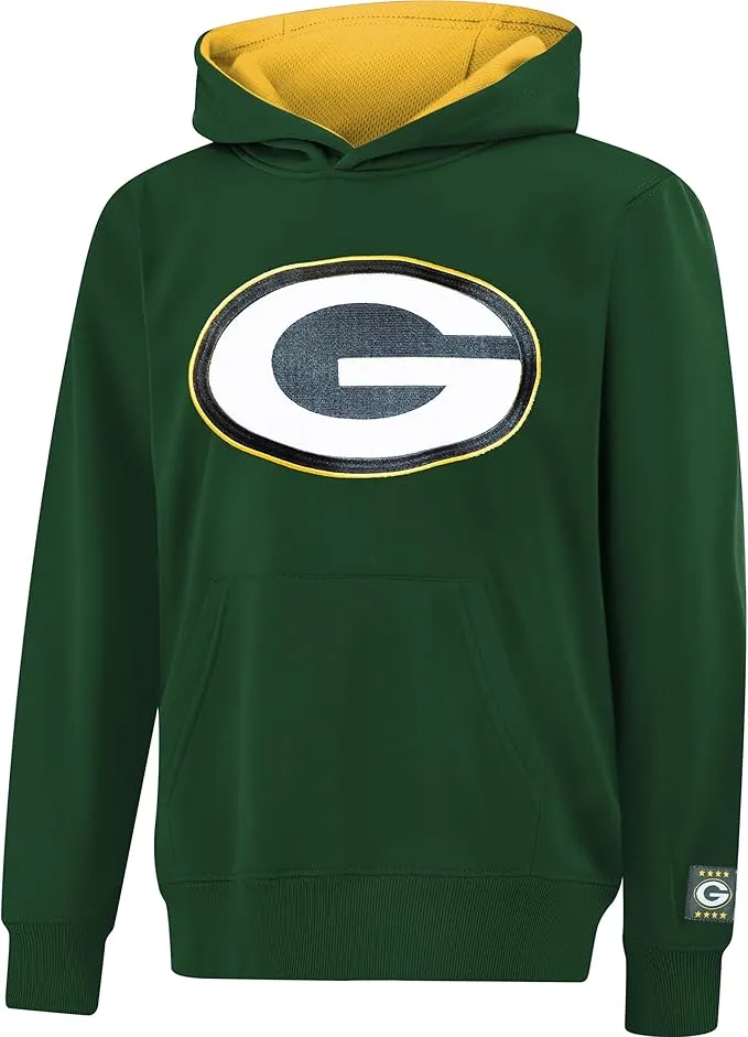 NFL Official Youth Super Soft Hoodie Sweatshirt Pullover - Warm Polyester Blend|Green Bay Packers