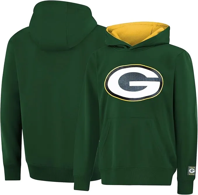 NFL Official Youth Super Soft Hoodie Sweatshirt Pullover - Warm Polyester Blend|Green Bay Packers