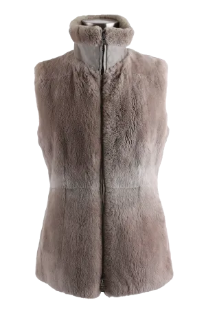 Nutria Fur Vest W/ Leather Trim