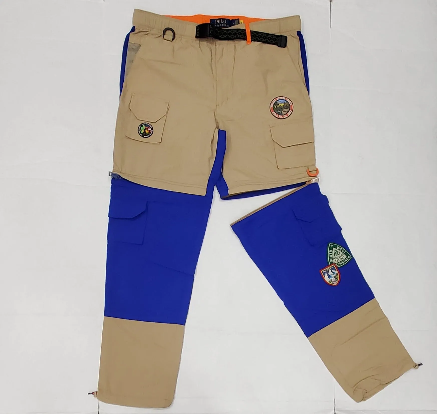 Nwt Polo Ralph Lauren Khaki/Royal Utility Patches Convertible 2 in 1 Pants