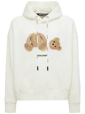 Palm Angels   Bear embroidery cotton hoodie 