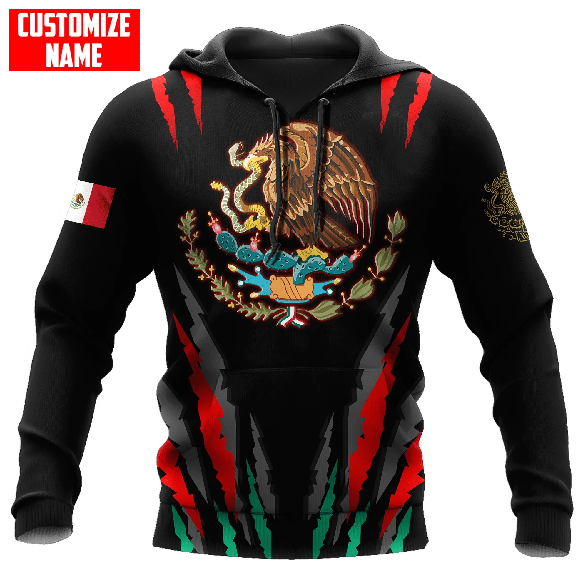 Personalized Mexico Scartch All Over Printed Unisex Hoodie, 3D Mexican Men Hoodie, Mexico Gift