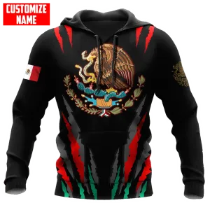 Personalized Mexico Scartch All Over Printed Unisex Hoodie, 3D Mexican Men Hoodie, Mexico Gift