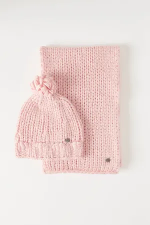 Pink Mohair Blend Preowned Hat and Scarf Set