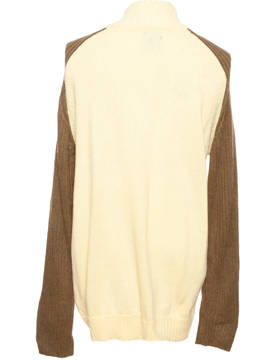 Quarter Zip Pale Yellow Jumper - L