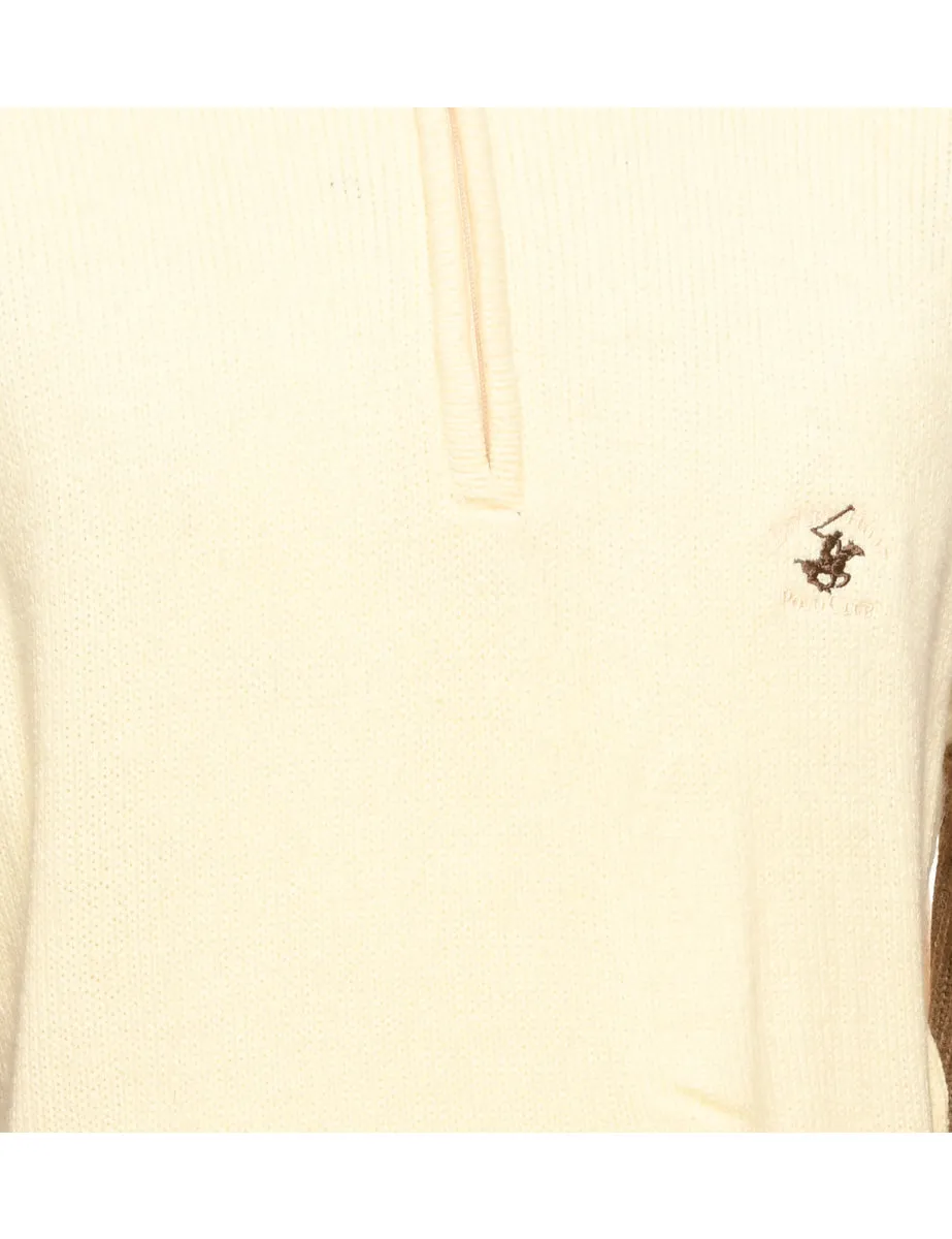 Quarter Zip Pale Yellow Jumper - L