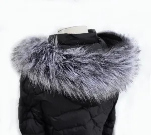 READY to SHIP XL Faux Fur Vegan Trim Hood 70 cm, Faux Fur Collar Trim Like Silver fox, Fake Fur, Fur Fabric, Fur Ruff, Faux Fur Hood Jacket