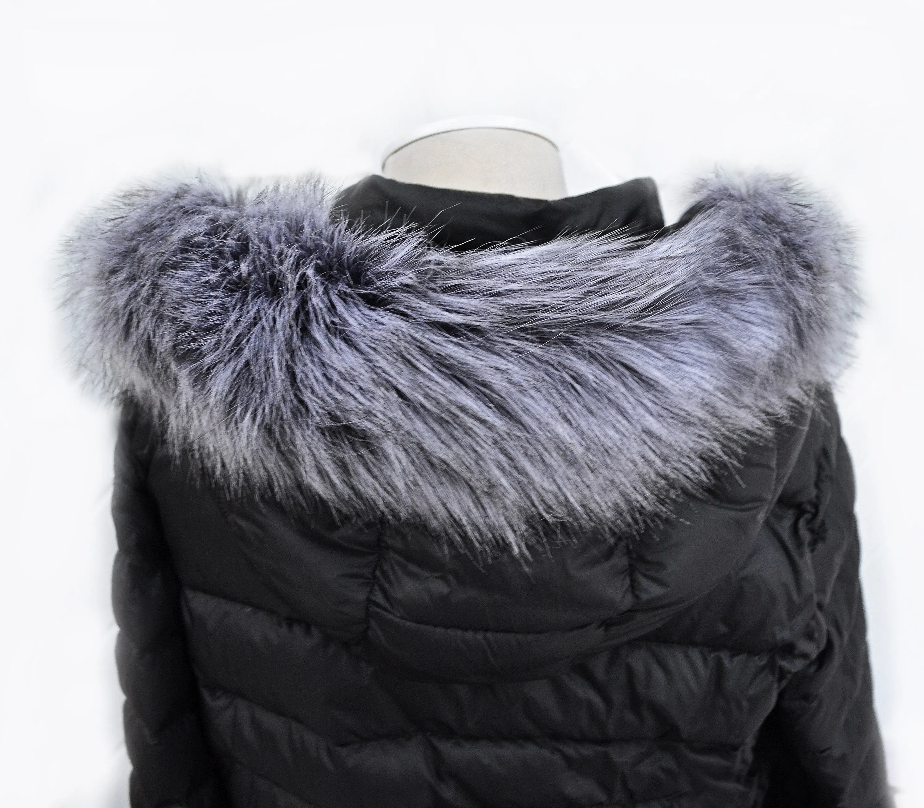 READY to SHIP XL Faux Fur Vegan Trim Hood 70 cm, Faux Fur Collar Trim Like Silver fox, Fake Fur, Fur Fabric, Fur Ruff, Faux Fur Hood Jacket