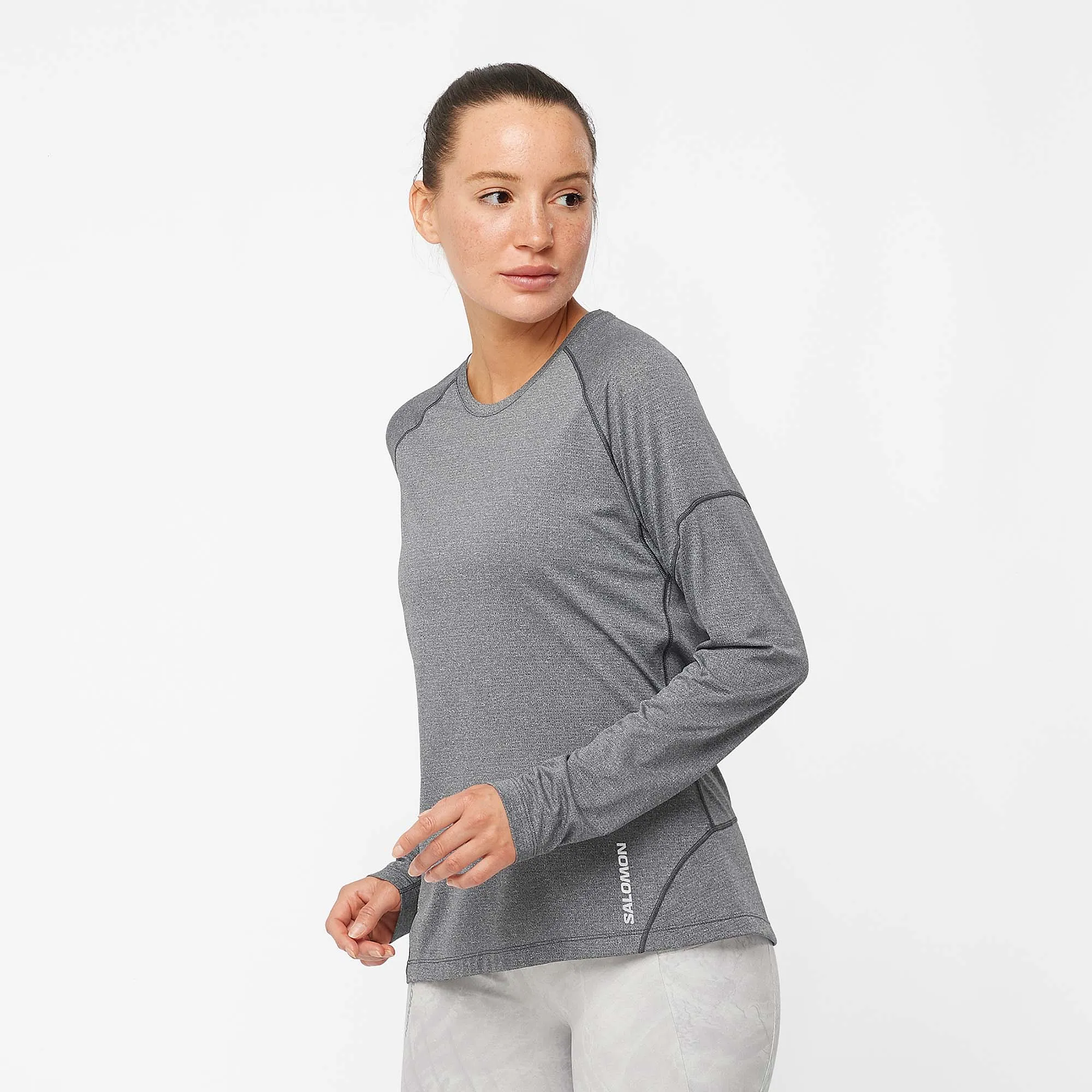 Salomon | Women's Cross Run Long Sleeve T-Shirt - Deep Black/Heather