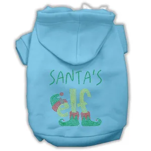 Santa's Elf Rhinestone Dog Hoodie Baby Blue S (10)