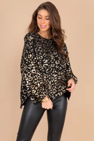 Say You Love Me Black And Rose Gold Leopard Sweater