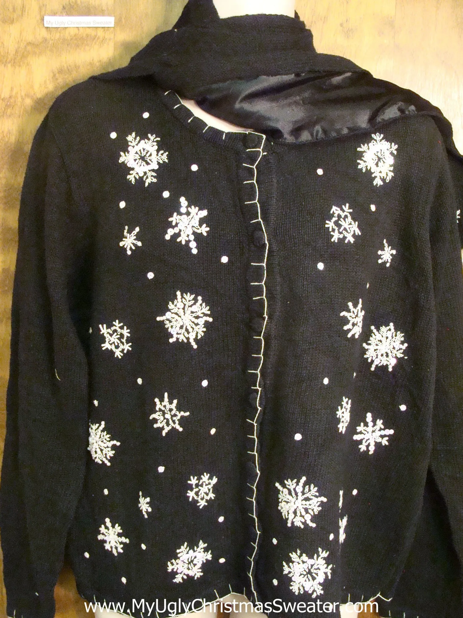 Simple Black with Snowflakes Tacky Xmas Party Sweater