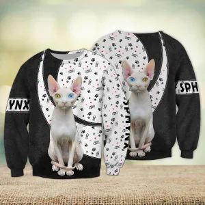 Sphynx Cat 3D Shirt Gift For Cat Lover Sweatshirt Christmas Shirt