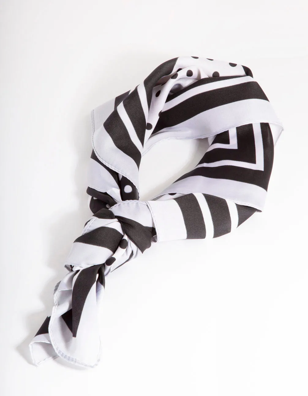 Square Black & White Polka Dot Scarf