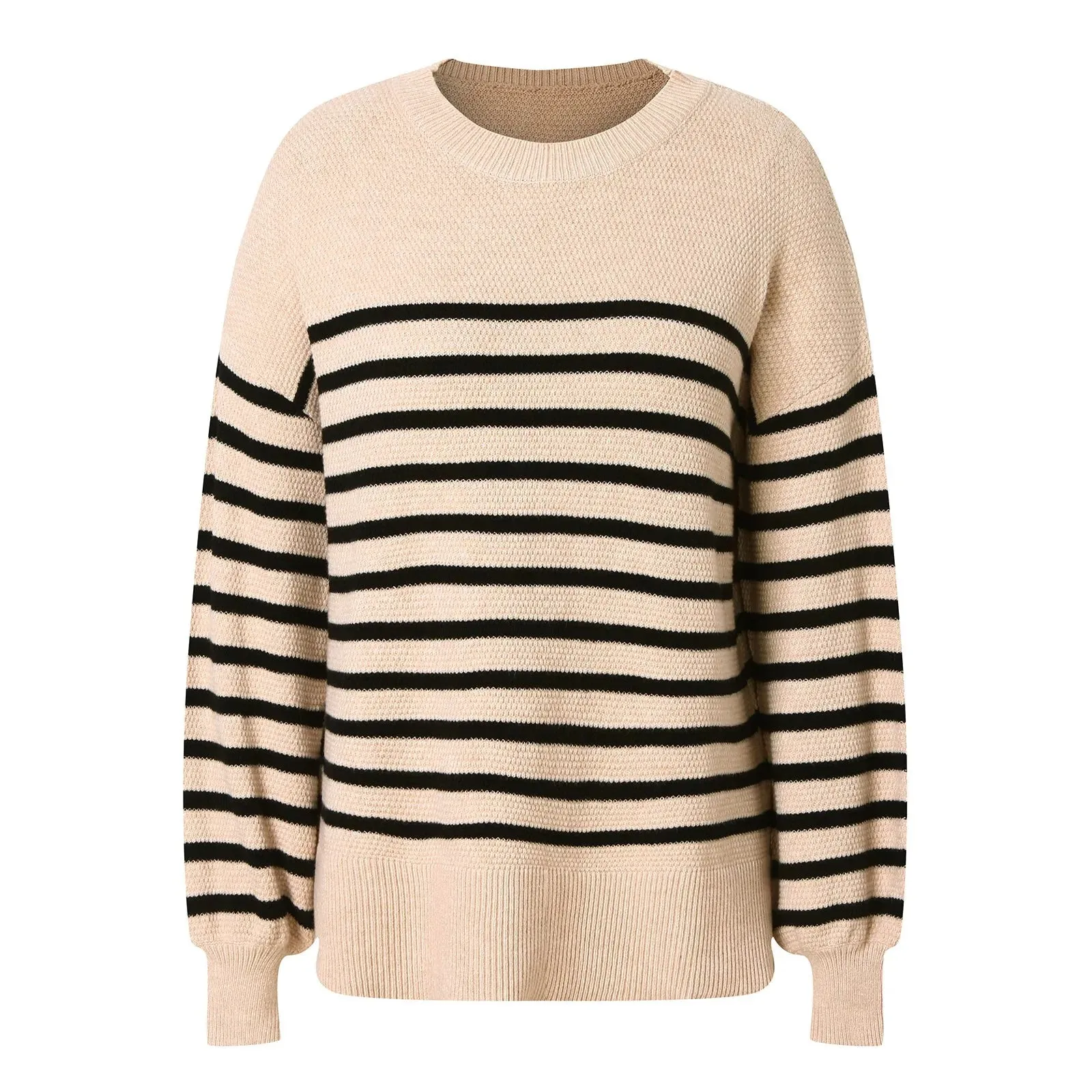 Striped Cozy Casual Knitting Loose Long Sleeve Comfortable Autumnal Stylish Sweater