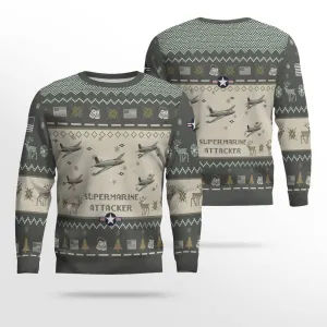 Supermarine Attacker Version 2_Aircraft Ugly Sweater, Ugly Sweater Christmas Shirt for Men Dad Veteran