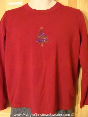 Tacky Christmas Sweater Party Ugly Cheap Christmas Sweater with Bead Bling Tree (f945)