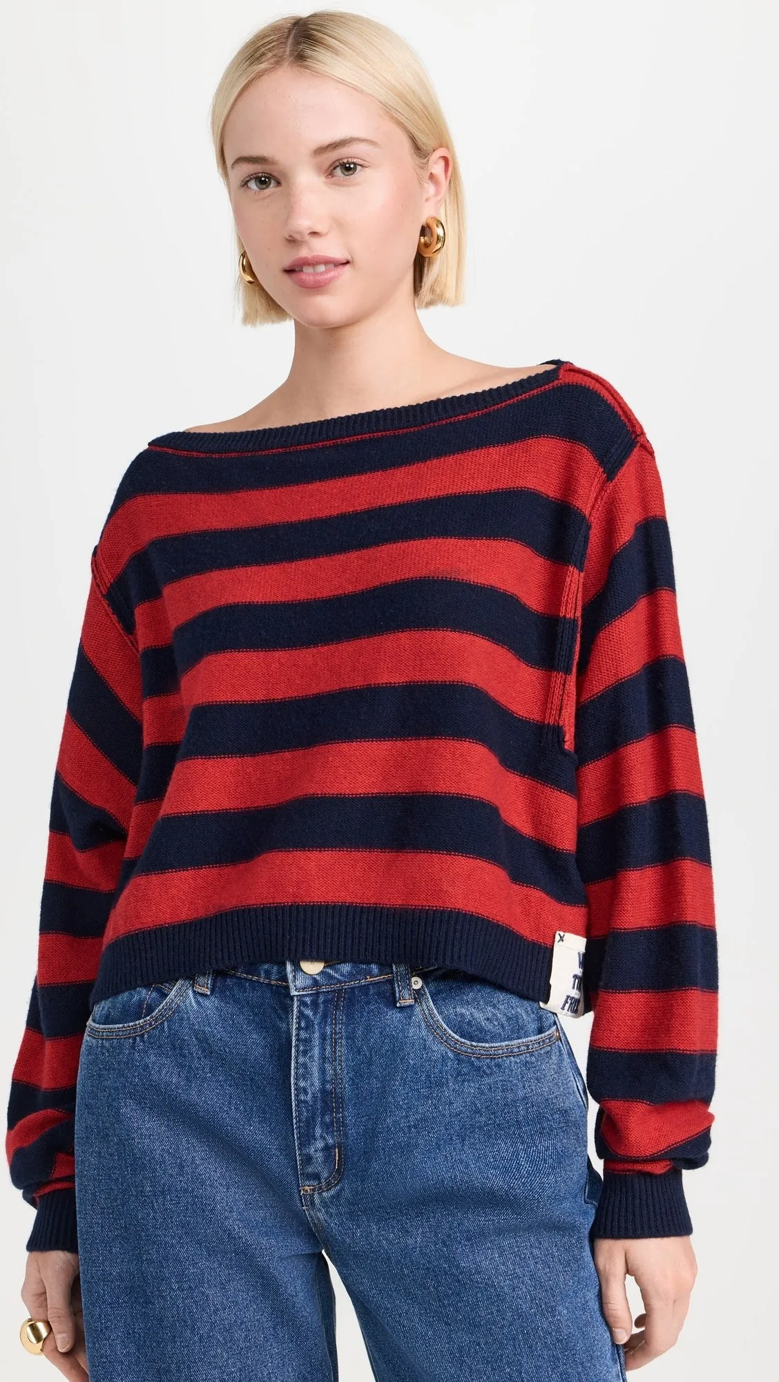 The Into The Blue Pullover by Free People - Red Combo