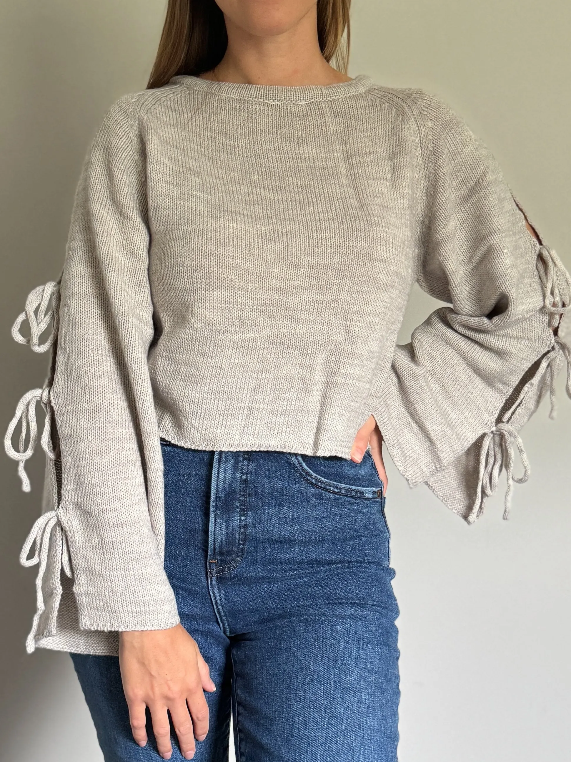 Tie Sleeve Sweater