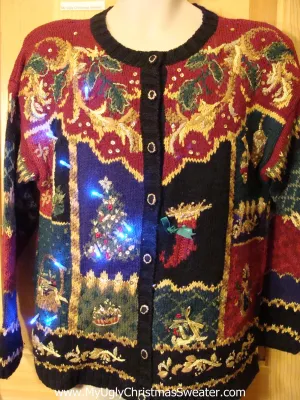 Two Sided Horrible 80s Light Up Ugly Christmas Sweater