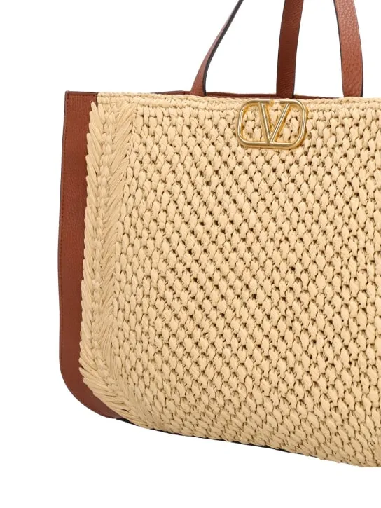 Valentino Garavani   Vlogo Signature crochet raffia tote bag 