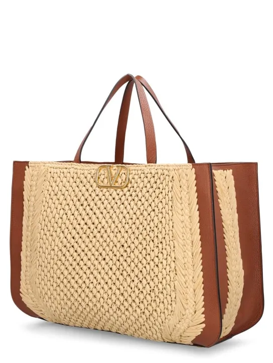 Valentino Garavani   Vlogo Signature crochet raffia tote bag 