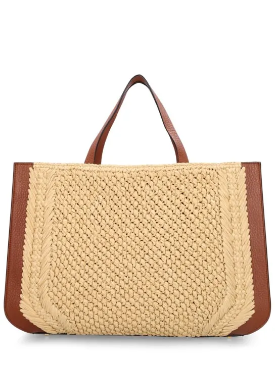 Valentino Garavani   Vlogo Signature crochet raffia tote bag 