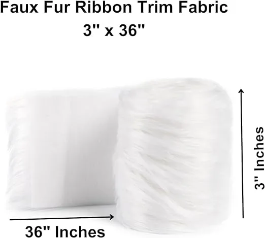 White 3" Wide Faux Fur Ribbon Trim, 3FT - Crafting & Decor Essentials | FabricLA