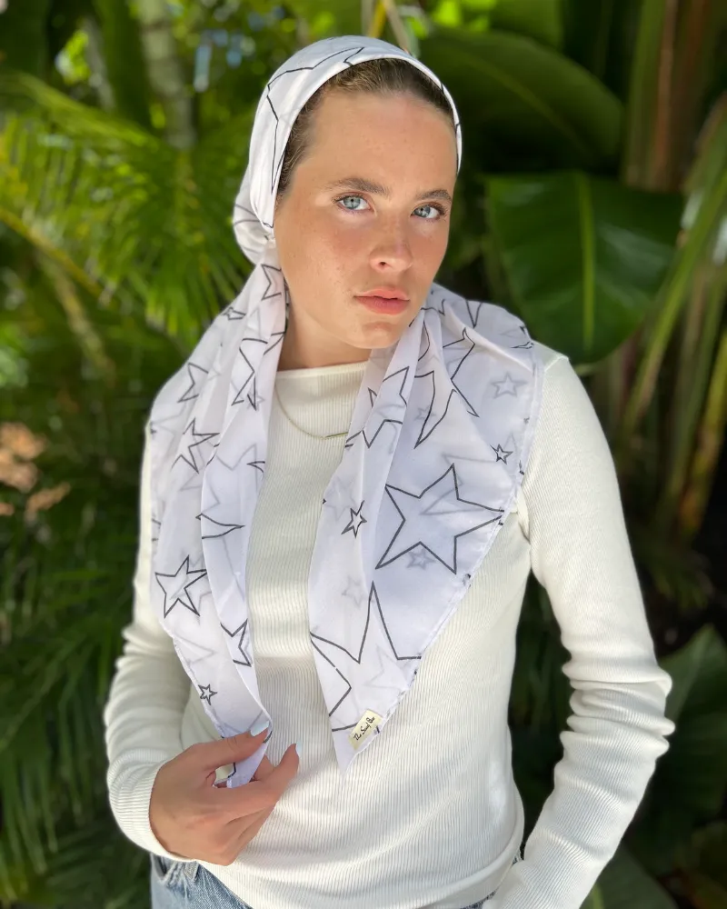 White Stars Classic Pre-Tied Bandanna with Full Grip