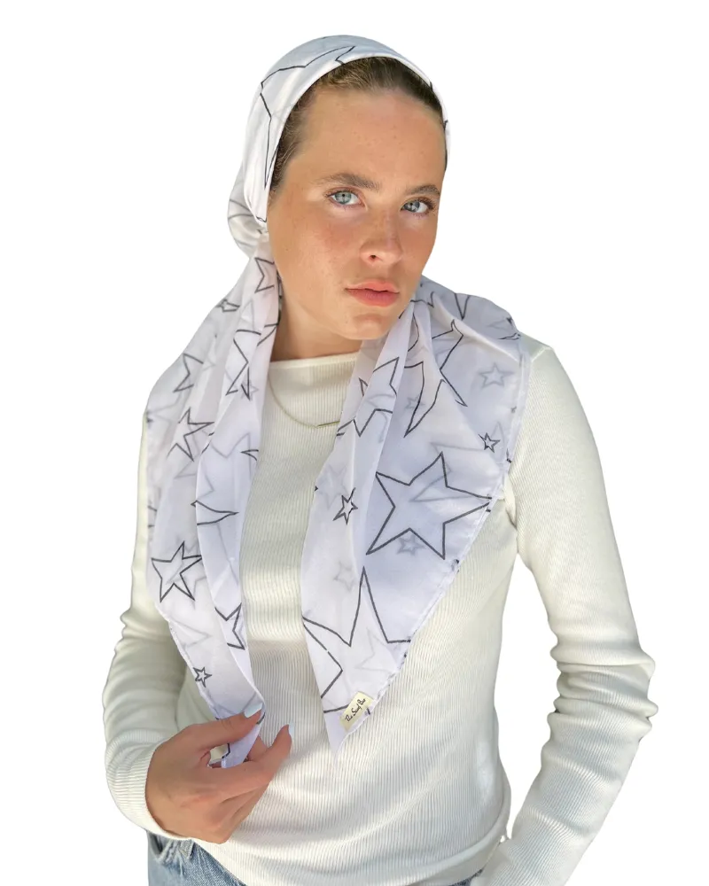 White Stars Classic Pre-Tied Bandanna with Full Grip