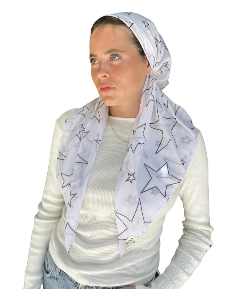 White Stars Classic Pre-Tied Bandanna with Full Grip