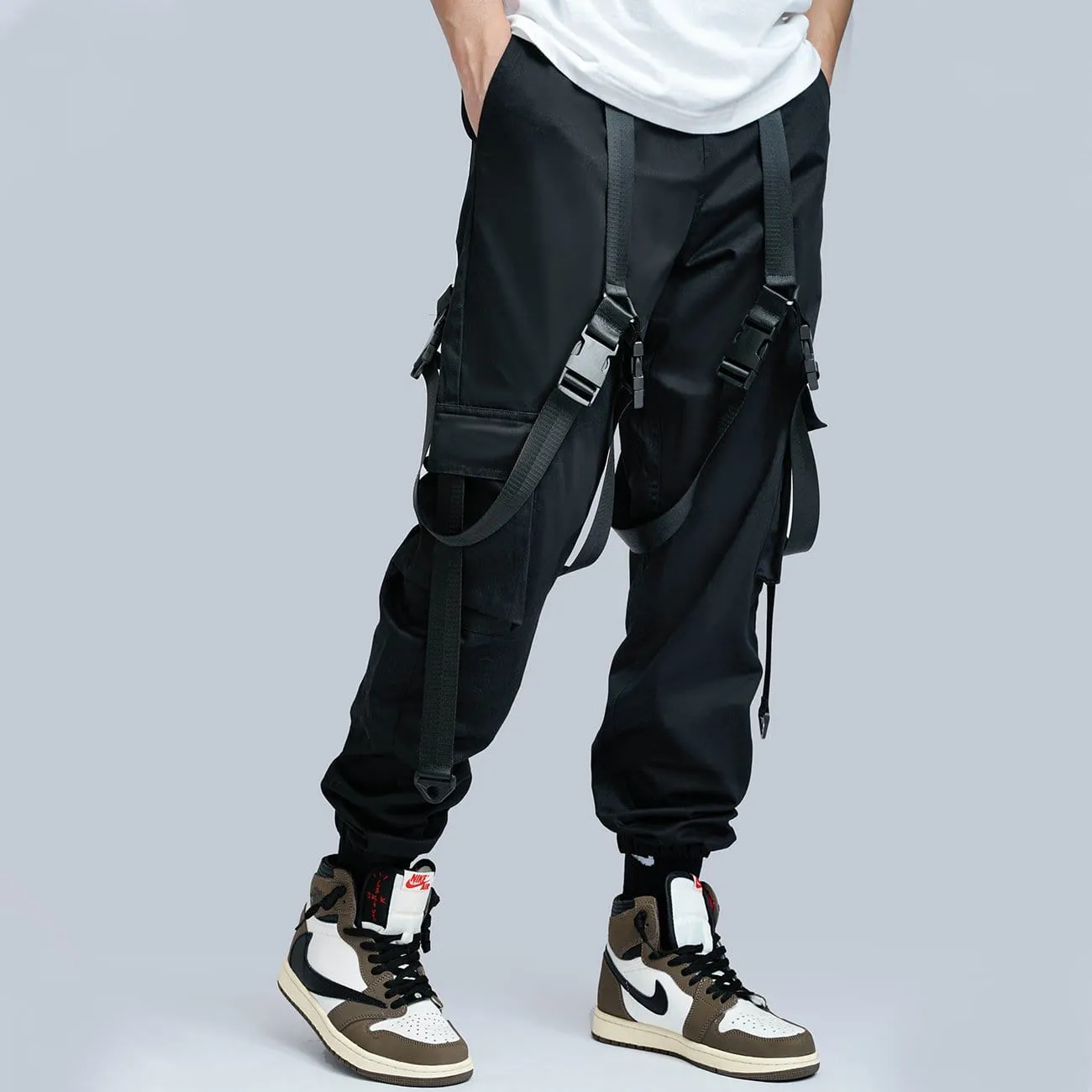 WLS Combat Techwear Ribbons Buckle Cargo Pants