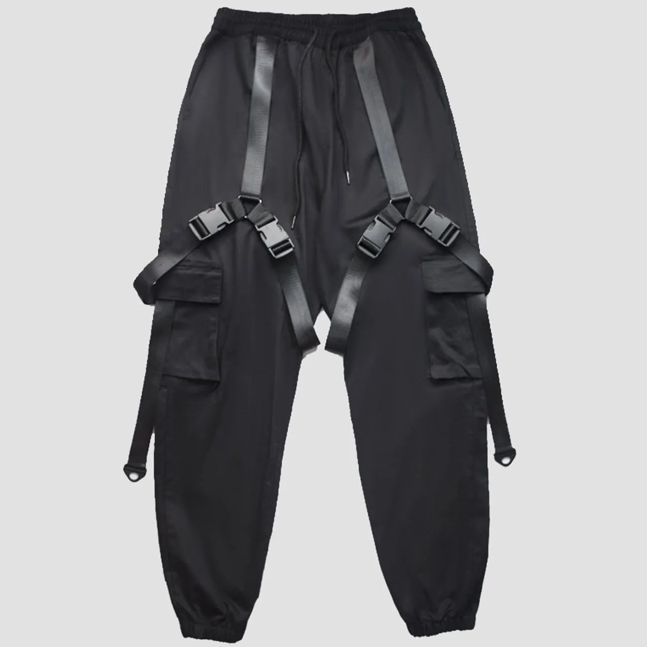 WLS Combat Techwear Ribbons Buckle Cargo Pants