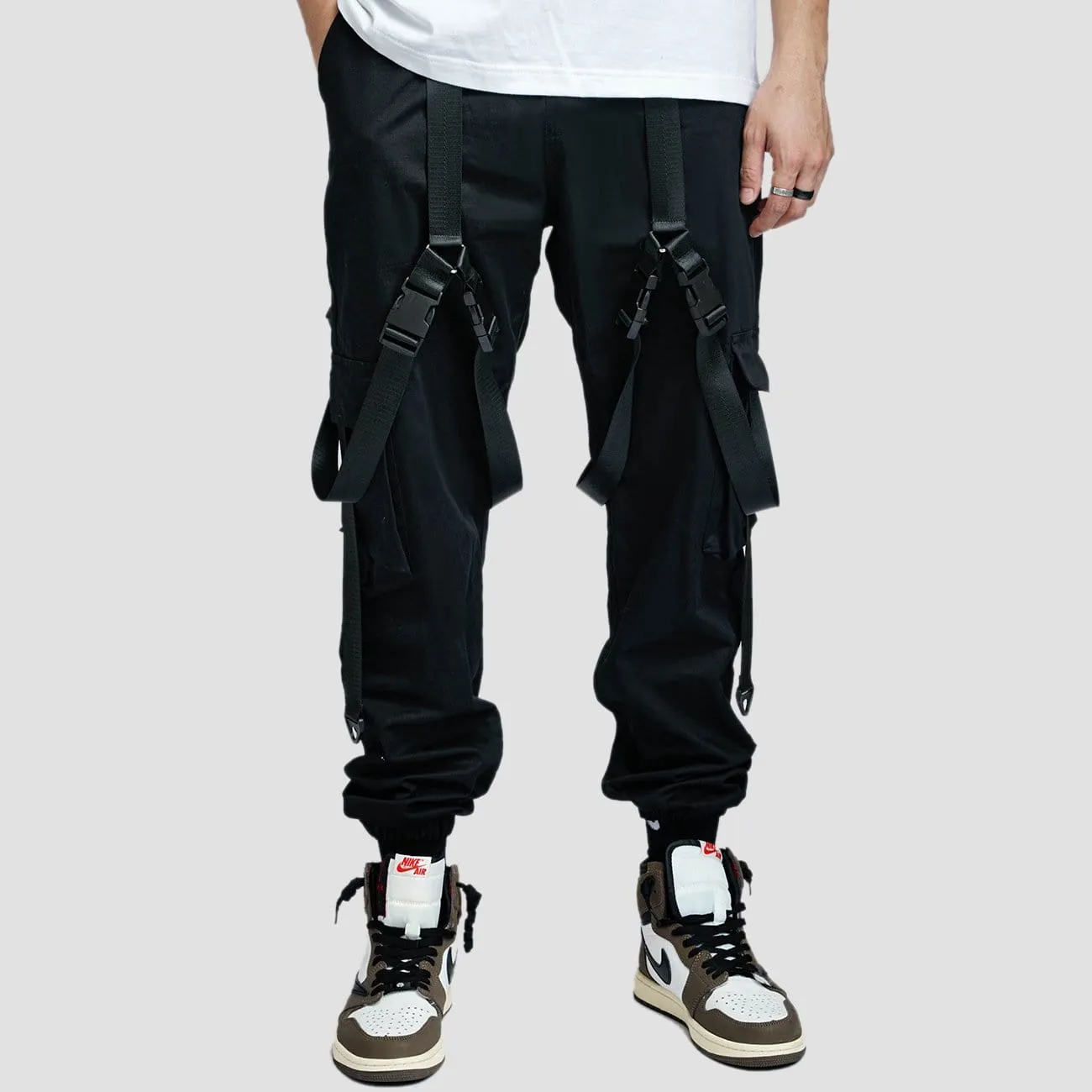 WLS Combat Techwear Ribbons Buckle Cargo Pants