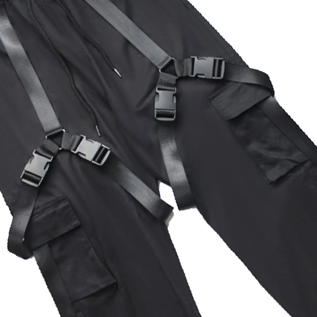 WLS Combat Techwear Ribbons Buckle Cargo Pants