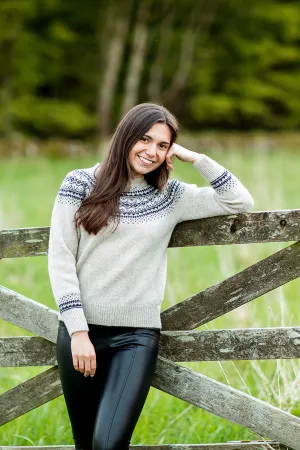 Womens Aviemore Yoke Fair Isle Jumper - beige