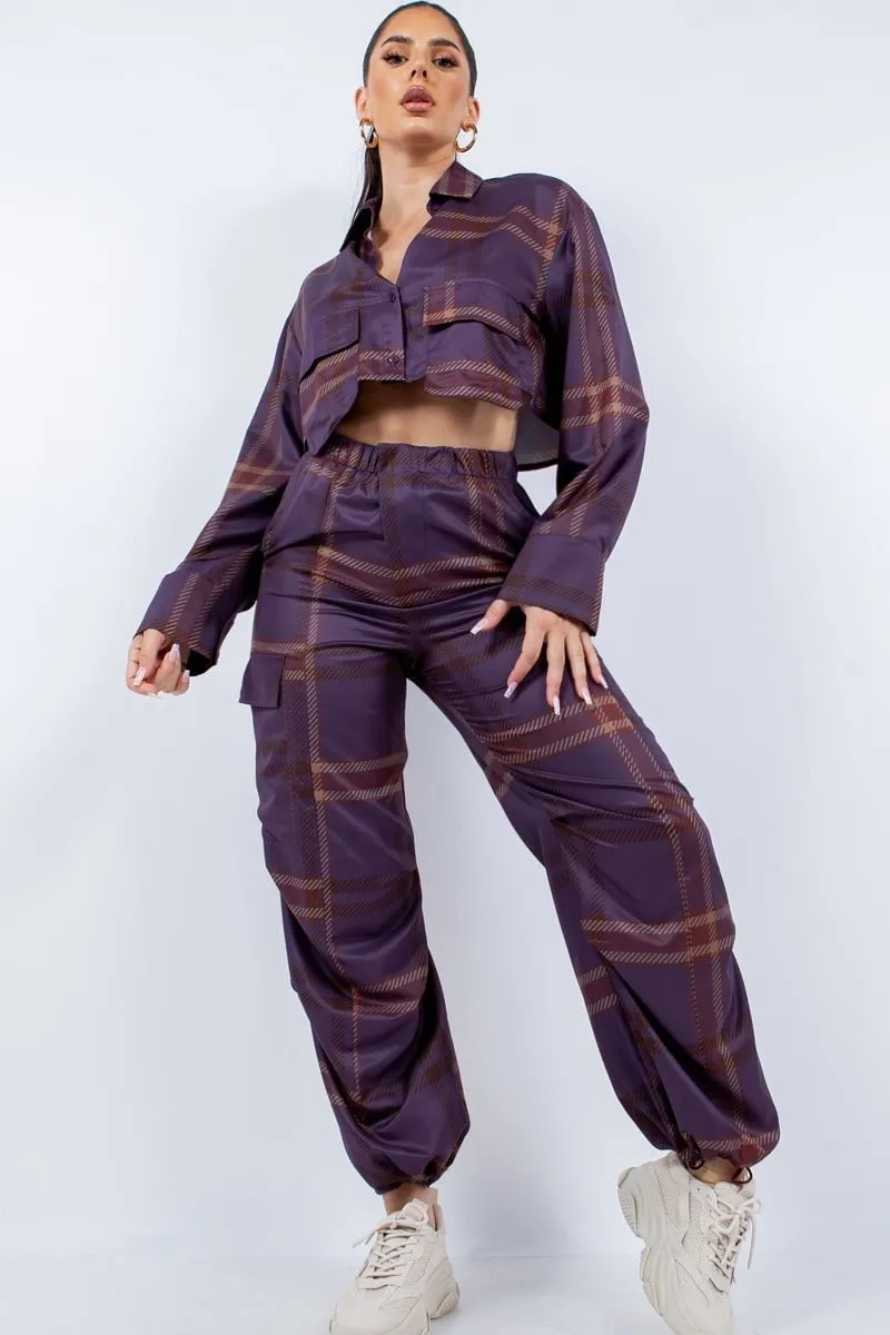 Women's Cropped shirt & cargo pants set