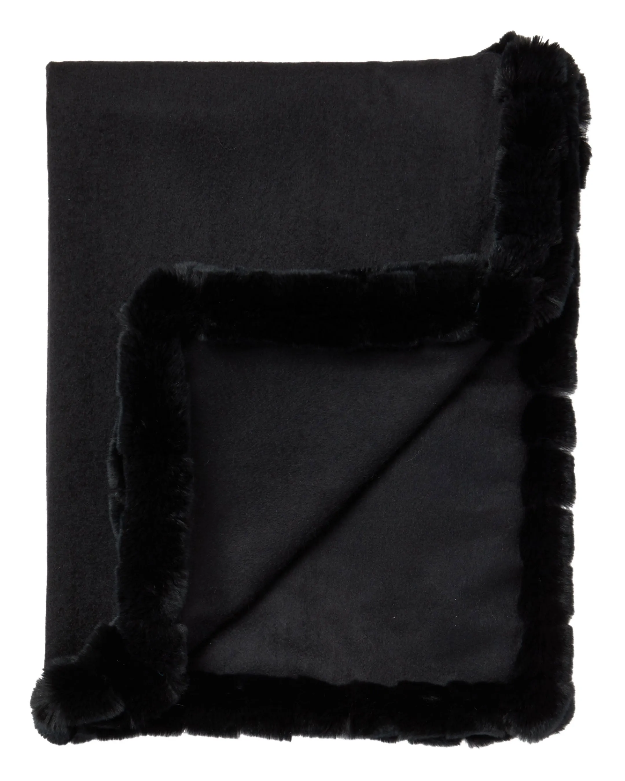 Women's Meribel Woven Fur Trim Cashmere Shawl Black