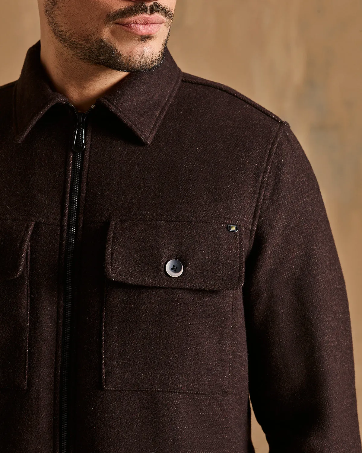 Wool Blend Trucker Jacket: Coffee (Last few)