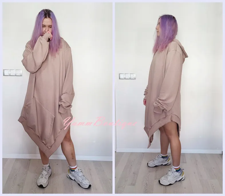 XS-6XL Women Asymmetric Hem Hoodie / Curved Hem   PLUS SIZE