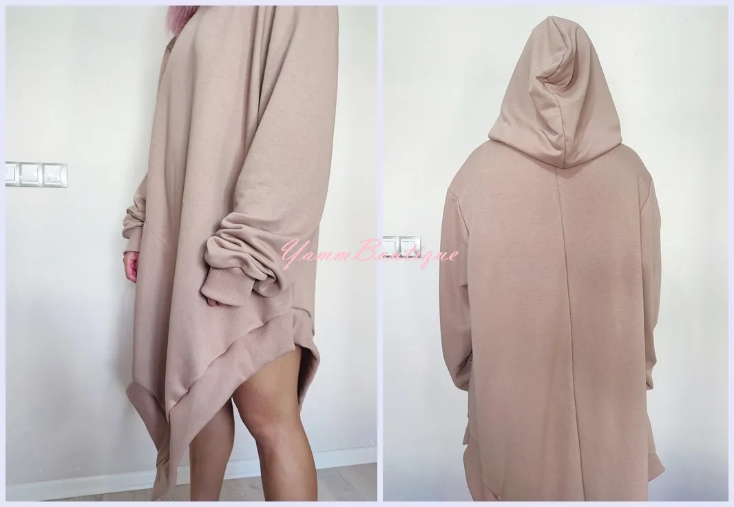 XS-6XL Women Asymmetric Hem Hoodie / Curved Hem   PLUS SIZE